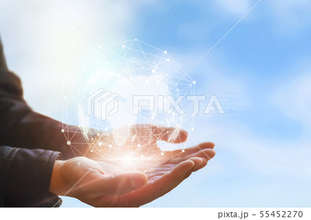 Earth in hands. Global planet on hand. environment 55452270