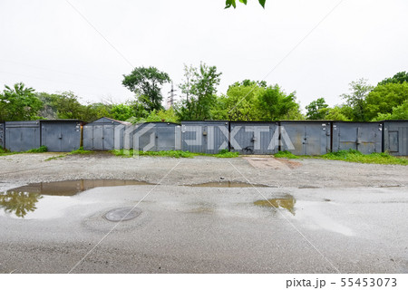 Typical complex of old metal garages in Russia. Typical complex of old metal garages in Russia. 55453073