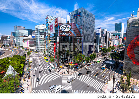 東京都 銀座 数寄屋橋交差点の写真素材