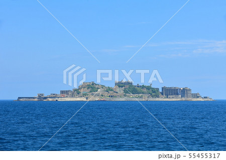 【長崎県】晴天下の軍艦島 【長崎県】晴天下の軍艦島 55455317