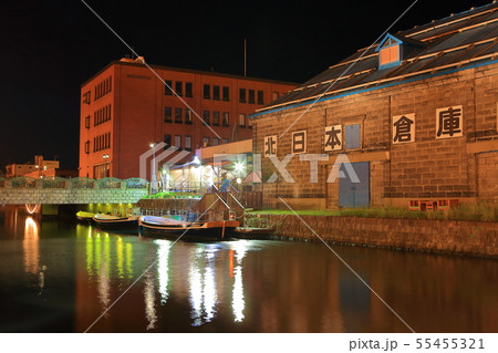 【北海道】小樽運河と石造倉庫群の夜景 55455321