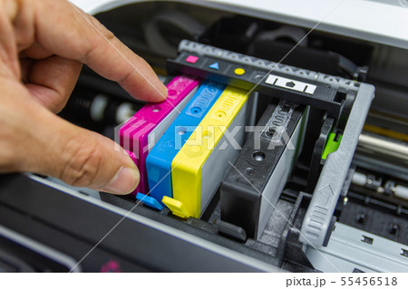 Technicians are installing the color printer 55456518