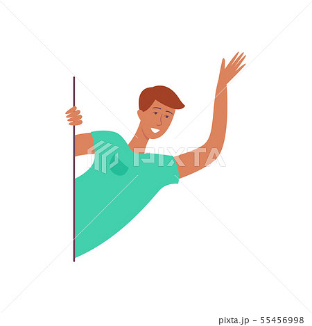 Vector man waving hand looking out of the corner 55456998