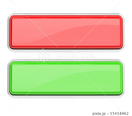 Red and green glass buttons. Square web icons. 3d rendering illustration isolated 55458962