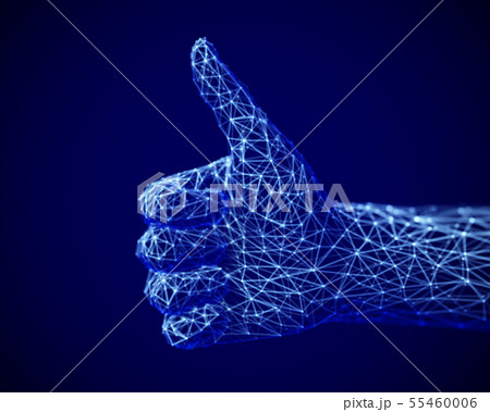 Concept of social network and media: digital human hand with thumb up gesture. 55460006