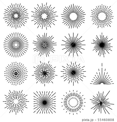Set of sixteen line light rays. Vintage frames, sh 55460808