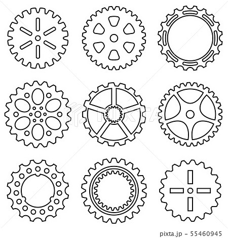 Silhouette of mechanical Cogs and Gear Wheel Set. Silhouette of mechanical Cogs and Gear Wheel Set. 55460945