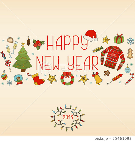 Christmas and New Year decorations. Hand drawn 55461092