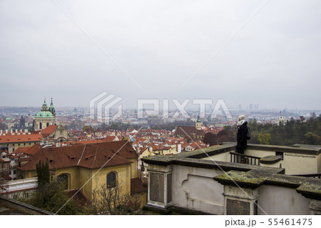 Red roof of buildings in Prague 55461475