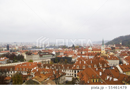 Red roof of buildings in Prague 55461479