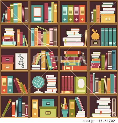 Bookshelf with books. Seamless background 55461702