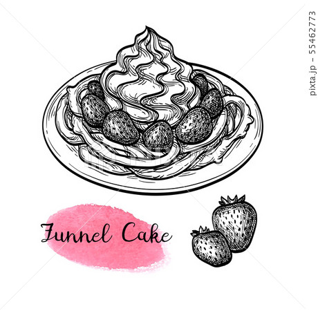 Ink sketch of funnel cake. Ink sketch of funnel cake. 55462773