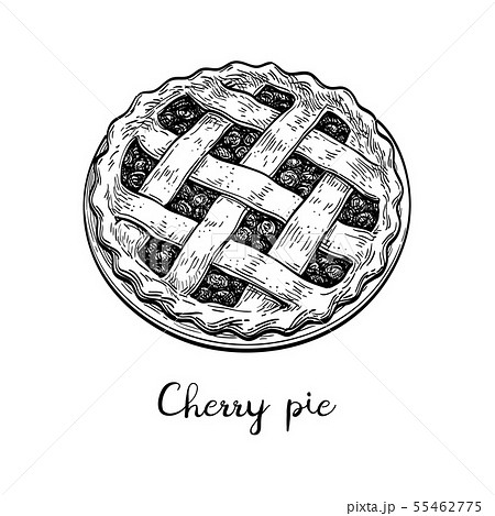 Ink sketch of cherry pie. 55462775