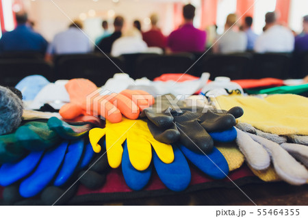 Leather protective gloves on board. shop many. 55464355