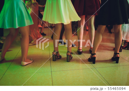 Close up of elegant female legs walking away. 55465094