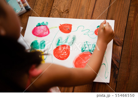 絵具で絵を描く子供 55466550