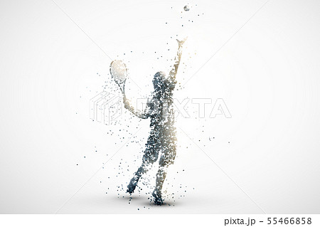 点描画風のテニスのシルエット、ベクターイラストレーション 55466858