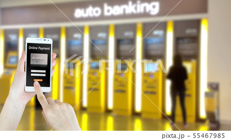 Businesswoman use digital mobile on ATM  55467985