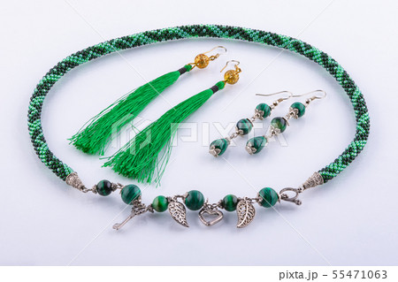 Necklace and two sets of earrings made of small Necklace and two sets of earrings made of small 55471063