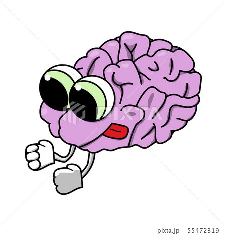 cute purposeful cartoon brain. Isolated stock vector illustration 55472319