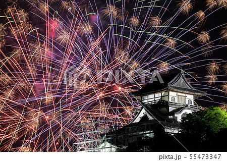 犬山城と花火　犬山ロングラン花火  55473347