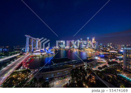 シンガポールの都市風景　マジックアワー 55474169
