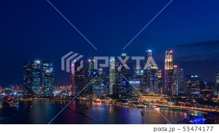 シンガポールの都市風景　マジックアワー 55474177