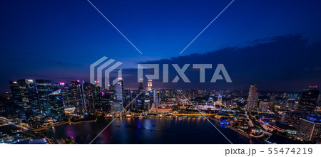 シンガポールの都市風景　マジックアワー 55474219