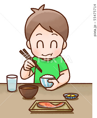 食事中の男性 イラストのイラスト素材