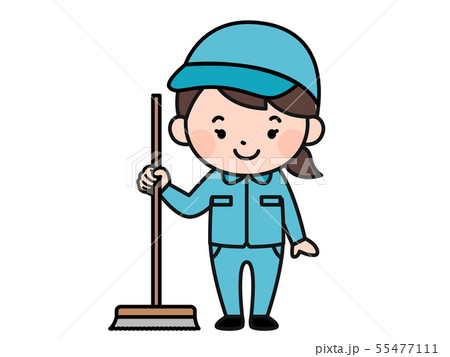 清掃員 女性のイラスト素材