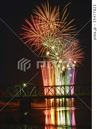 京都 南丹市 八木 花火大会の写真素材