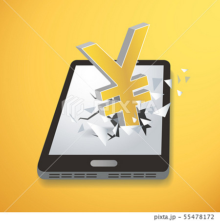 Yen Dollar icon Breaking through screen smartphone 55478172
