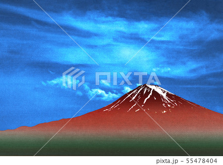 浮世絵 赤富士を写真で再現のイラスト素材