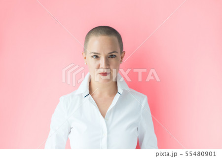 Portrait confident happy young woman Human emotion 55480901