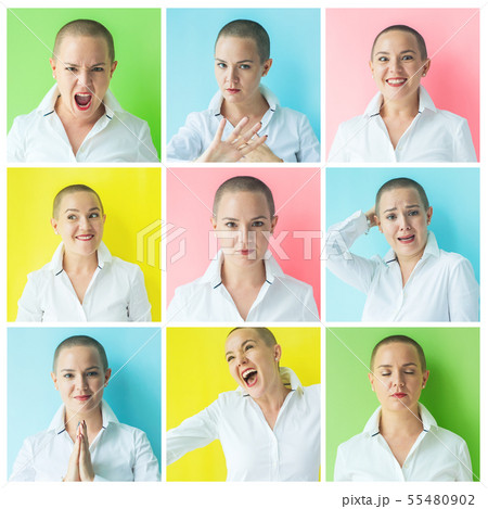 Human expression, facial emotions. Set with 55480902