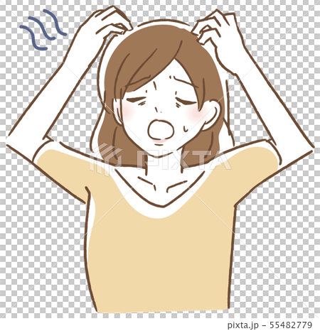 Annoying woman holding a head 55482779