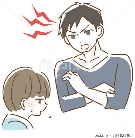 子供を叱る男性 イラストのイラスト素材