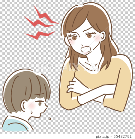 子供を叱る女性 イラスト 55482791