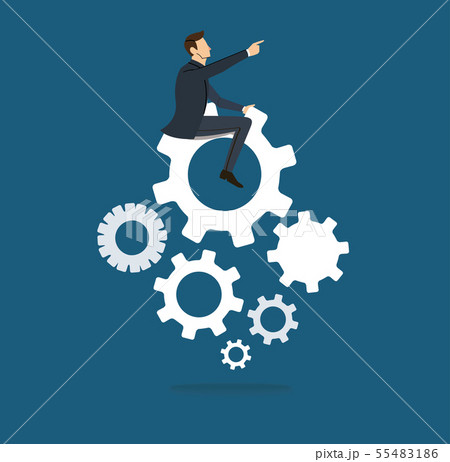 Businessman on the gears icon vector background Businessman on the gears icon vector background 55483186