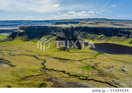 Wonderful icelandic nature. Rocky land, high 55484434