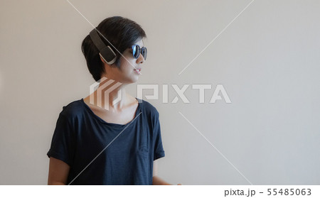 Cool Asian woman hipster lifestyle using Cool Asian woman hipster lifestyle using 55485063