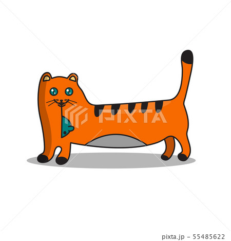 Red Cartoon Cat With Mouse In His Mouthのイラスト素材