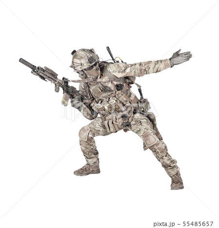 Army soldier going in attack isolated studio shoot Army soldier going in attack isolated studio shoot 55485657