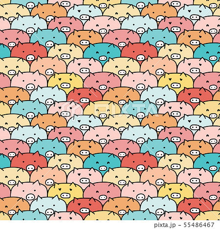 Cute pig seamless pattern background. 55486467