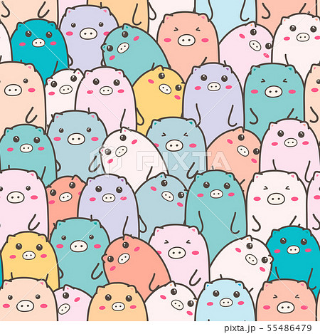 Cute pig seamless pattern background. 55486479