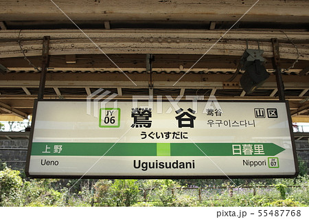 鶯谷駅の駅名表示版(山の手線内回り) 55487768