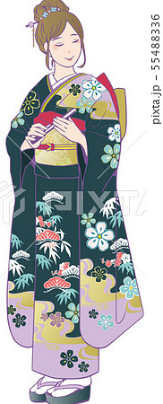 振袖姿の女性（松竹梅柄） 55488336