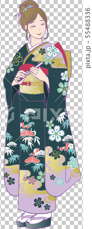 振袖姿の女性（松竹梅柄） 55488336