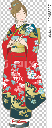 振袖姿の女性（松竹梅柄） 55488337
