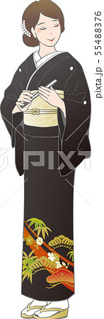 黒留袖姿の女性 55488376